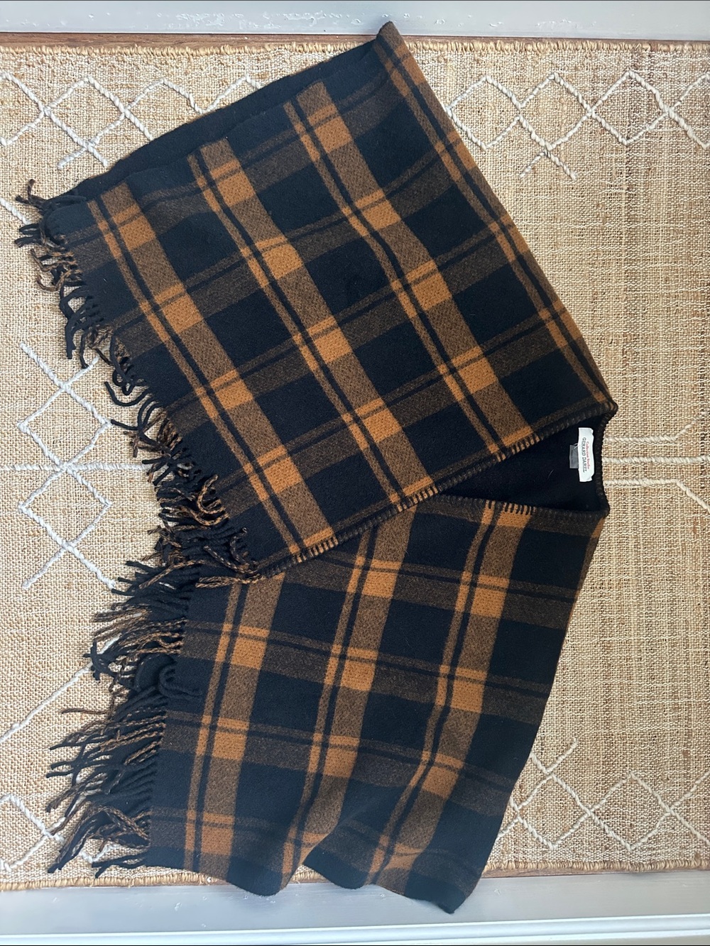 Gerard Darel Collection Studio Plaid Wool Poncho Wrap Scarf OS